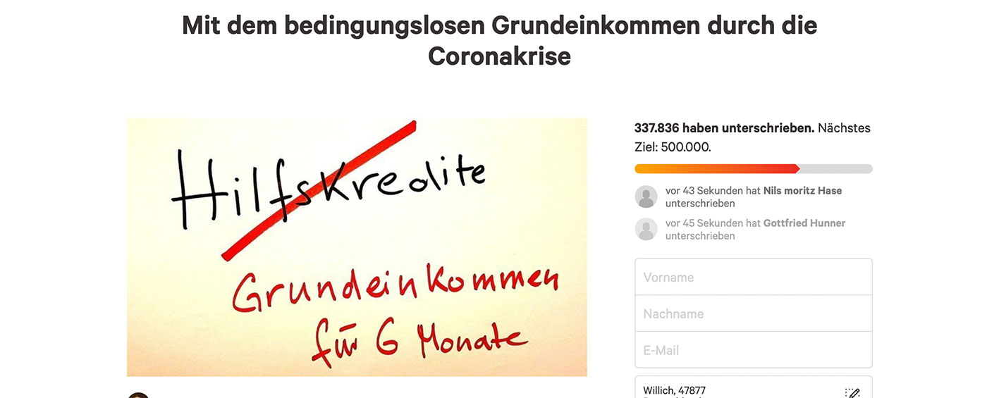 #Corona – Bedingungsloses Grundeinkommen