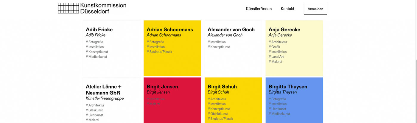 Künstler*innenpool der Kunstkommission ist online
